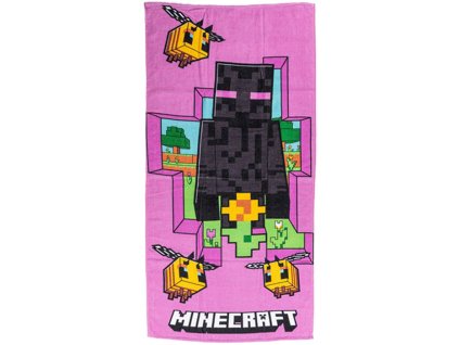 CBX248514MC Dětská bavlněná osuška MINECRAFT Cherry grove růžová 70x140cm