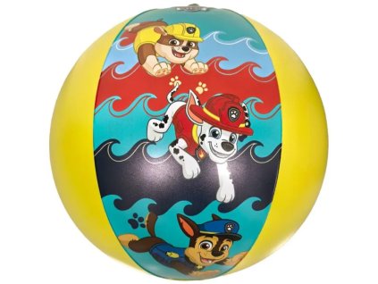 GIM87048130 Nafukovací míč TLAPKOVÁ PATROLA v barevných vlnách žlutý 45 cm