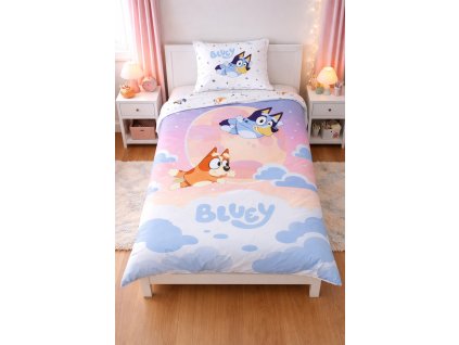 Dětské bavlněné povlečení BLUEY na obláčku 140×200cm, 70x90 cm
