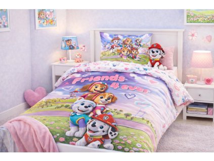 Dětské bavlněné povlečení TLAPKOVÁ PATROLA přátelé 140×200cm, 70×90 cm