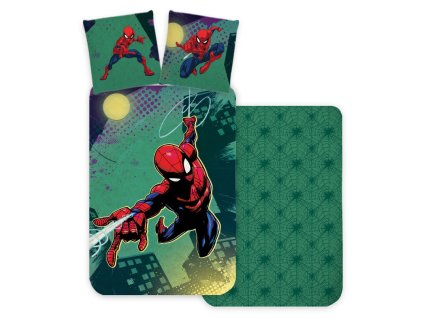 BRM017481 Dětské bavlněné povlečení SPIDERMAN 140x200cm, 70x90 cm zelené