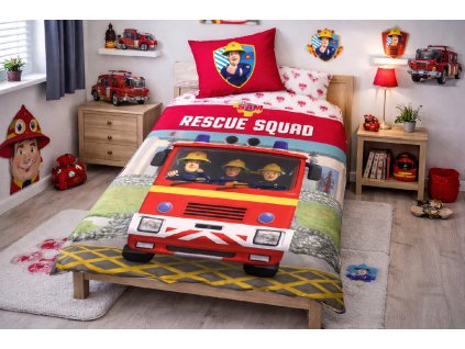 Dětské bavlněné povlečení POŽÁRNÍK SAM 140×200cm, 70x90 cm