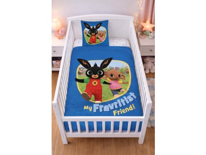 Dětské bavlněné povlečení ZAJÍČEK BING a Sula 100×135cm, 40×60 cm modré