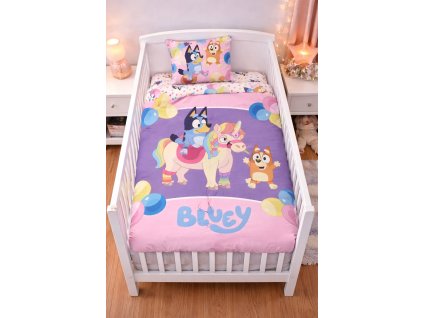 Dětské bavlněné povlečení BLUEY s jednorožcem 100×135cm, 40×60 cm