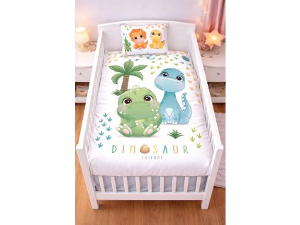 Dětské bavlněné povlečení DINOSAUŘI 100×135cm, 40×60 cm