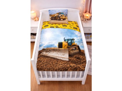 Dětské bavlněné povlečení STAVEBNÍ STROJE 100×135cm, 40×60 cm