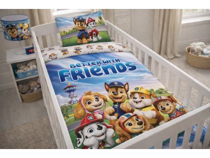 Dětské bavlněné povlečení TLAPKOVÁ PATROLA s přáteli 100×135cm, 40×60 cm