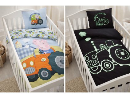 Dětské bavlněné povlečení svítící PEPPA PIG 100x135cm, 40x60cm