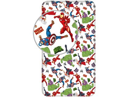 JFK034934 Dětské prostěradlo AVENGERS 90x200 cm bílé