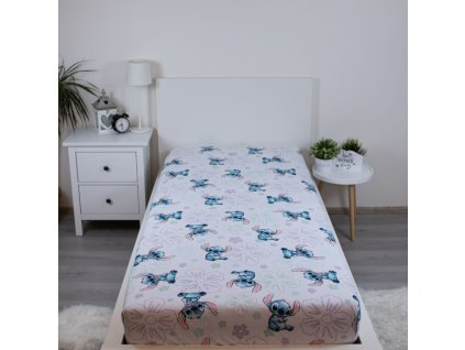 JFK039489 Dětské prostěradlo LILO A STITCH 90x200 cm bílé