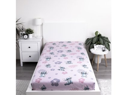JFK037041 Dětské prostěradlo LILO A STITCH 90x200 cm růžové
