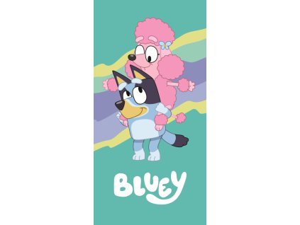 BRM022911 Dětská bavlněná osuška BLUEY a Coco zelená 70x140cm