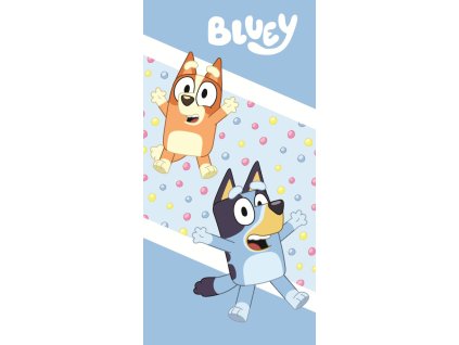 BRM022898 Dětská bavlněná osuška BLUEY a Bingo modrá 70x140cm