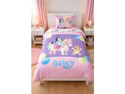 BRM023796 Dětské bavlněné povlečení BLUEY s jednorožcem 140x200cm, 70x90 cm