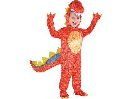 DPA9901817 Dětský kostým DINOSAURUS Dinomit oranžový 7-9 let