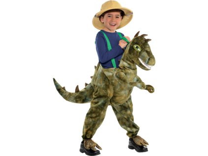 DPARDI3 Dětský kostým DINOSAURUS jako na koni zelený 3-5 let