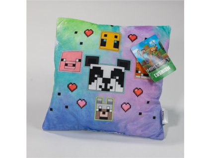 AYM072730 Dětský polštářek MINECRAFT duhový 35x35 cm Velur