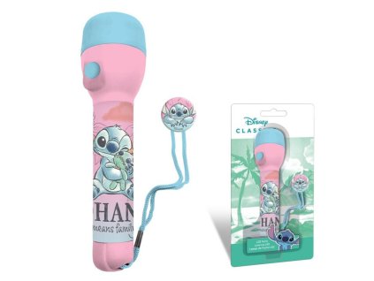 EWA00047ST Dětská LED baterka LILO A STITCH růžová 21 cm