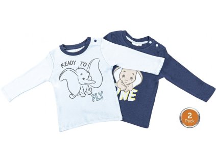 BKJ613874 Kojenecké tričko DUMBO 2pack dlouhý rukáv modré 74/80 cm