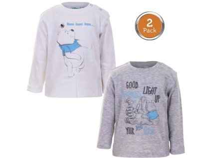 BKJ6129MICB68 Kojenecké tričko MEDVÍDEK PÚ 2pack dlouhý rukáv šedé a světlé 68/74 cm