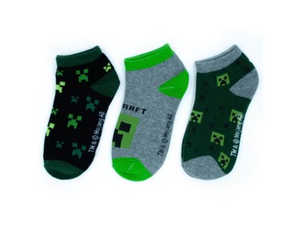 85FKC50348A35 Chlapecké kotníkové ponožky MINECRAFT 3pack zelené 35/38
