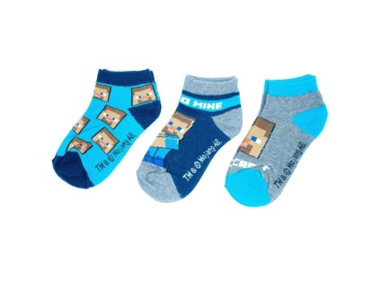 85FKC50347A31 Chlapecké kotníkové ponožky MINECRAFT 3pack šedo-modré 31/34