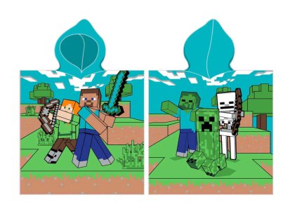 CBX01923MC Dětské bavlněné pončo MINECRAFT Diamond defender 50x115 cm