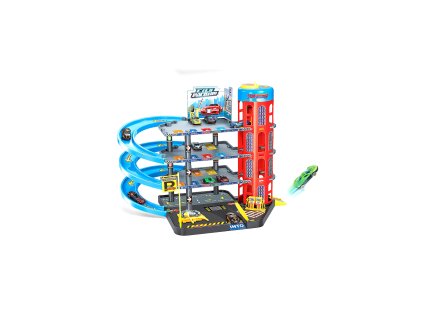 Parkovací stanice se 6 kovovými auty 55x40x44 cm