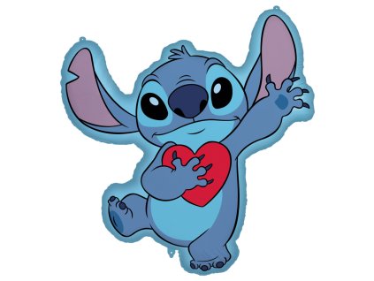 PNN97184 Foliový balonek 3D LILO A STITCH se srdcem modrý 86 cm
