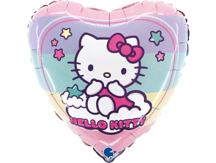 GBBL18063 Foliový balonek HELLO KITTY Rainbow srdce 46 cm