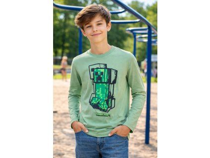 Chlapecké tričko MINECRAFT Creeper dlouhý rukáv zelené