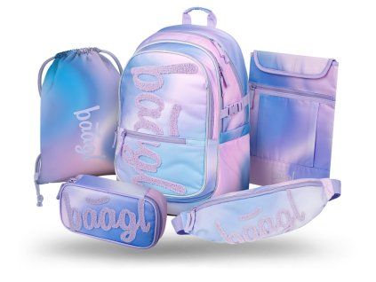 BAAGL ŠKOLNÍ SET 5 Core Sky - batoh penál sáček ledvinka obal na notebook