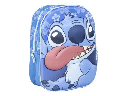 CEP2100005111 3D batoh LILO A STITCH vyplazený jazyk 1 kapsa modrý 31 cm