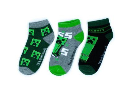 Chlapecké kotníkové ponožky MINECRAFT Creeper 3 pack