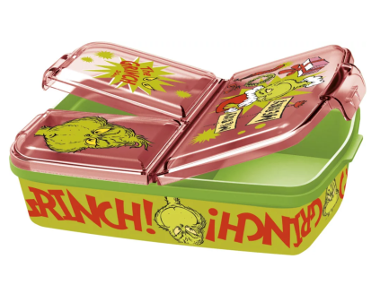 Dětský svačinový box GRINCH 3 přihrádky zelený