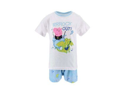 Chlapecké pyžamo PEPPA PIG Rock out krátké bílo-modré