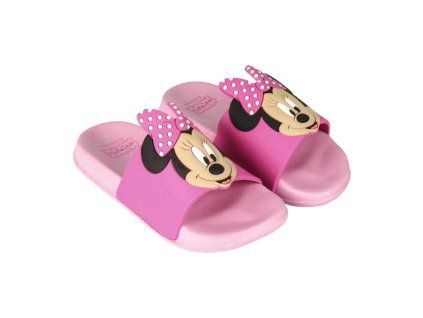 Dívčí pantofle MINNIE 3D s velkou mašlí růžové