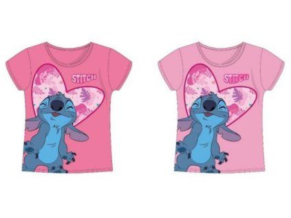 Dívčí tričko LILO A STITCH krátký rukáv růžové