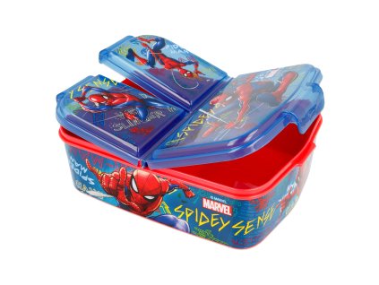 Dětský svačinový box SPIDERMAN 3 přihrádky modročervený