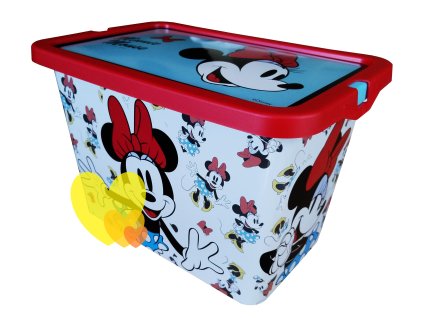 Úložný box MINNIE vyšší s víkem bílomodrý plast 29x19x18,5