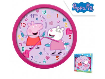 Dětské nástěnné hodiny PEPPA PIG růžové 24 cm