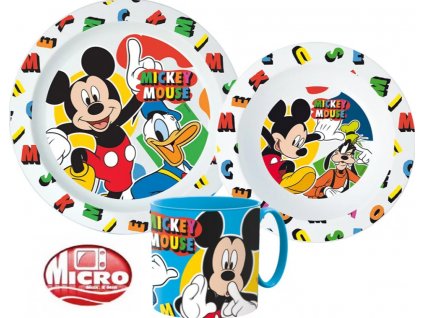 Jídelní set MICKEY písmenka s menším hrnkem plast