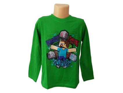 Tričko MINECRAFT dl.rukáv chlapecké zelené (Barva Zelená, Velikost 152)
