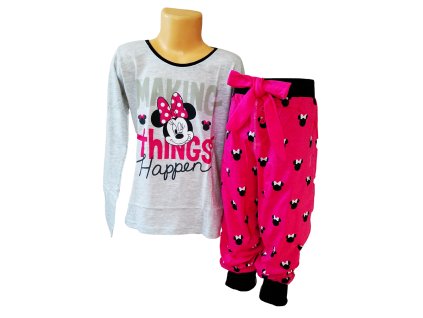 Pyžamo MINNIE kalhoty s mašlí dívčí šedorůžové (Barva Šedorůžová, Velikost 164)