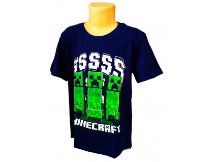 Tričko MINECRAFT kr.rukáv chlapecké modré tmavé (Barva Modrá, Velikost 152)
