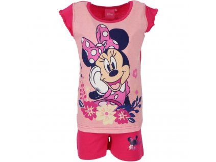 Pyžamo MINNIE krátké dívčí růžové tmavé