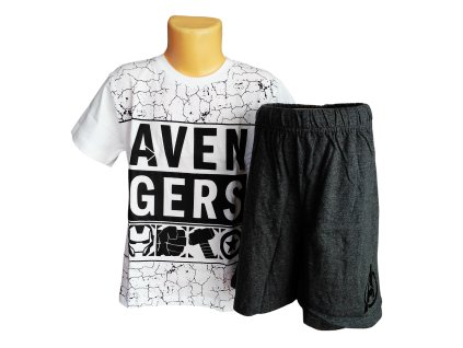 Pyžamo AVENGERS krátké chlapecké bílošedé (Barva Bílošedá, Velikost 164)