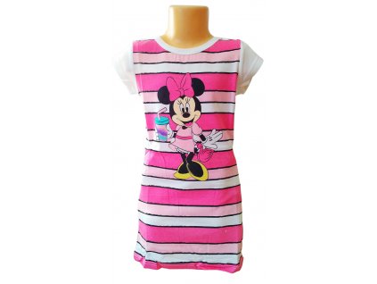 Noční košile MINNIE s proužky bílorůžová