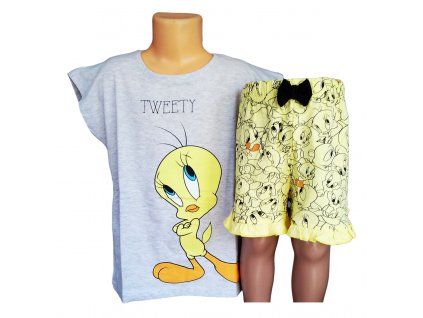 Pyžamo LOONEY TUNES TWEETY krátké dívčí šedožluté