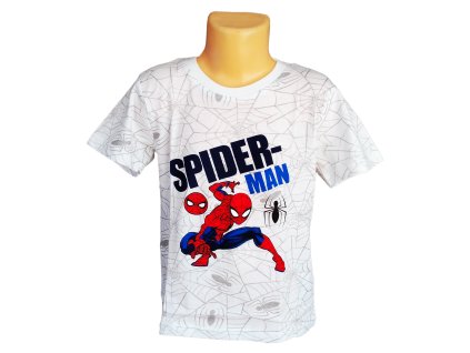 Tričko SPIDERMAN kr.rukáv chlapecké bílé s pavučinami